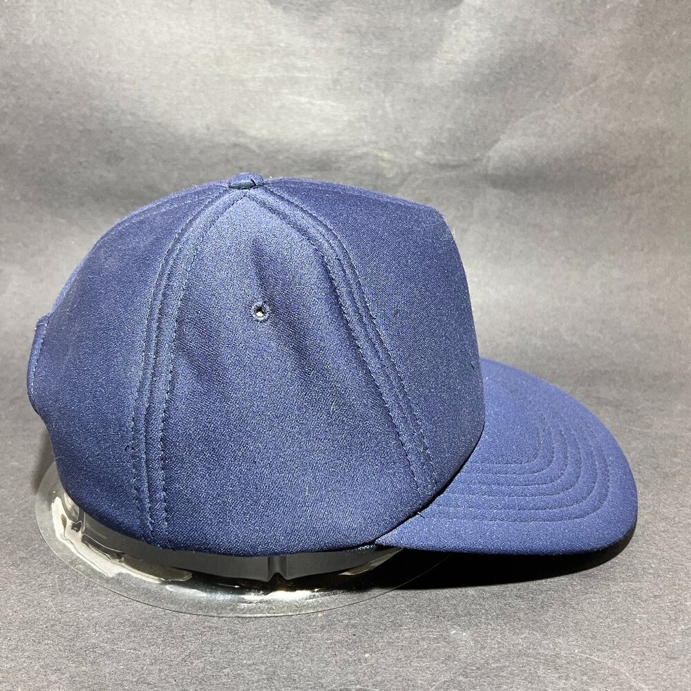 Vtg Blank Plain Solid Snapback Cap Hat Blue Full … - image 5